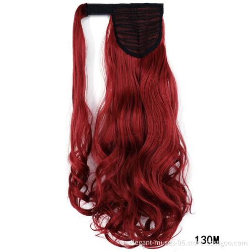 Wholesale Price newest High Temperature Fiber Long Wavy Synthetic clip hairpieces postiche ponytail wigs